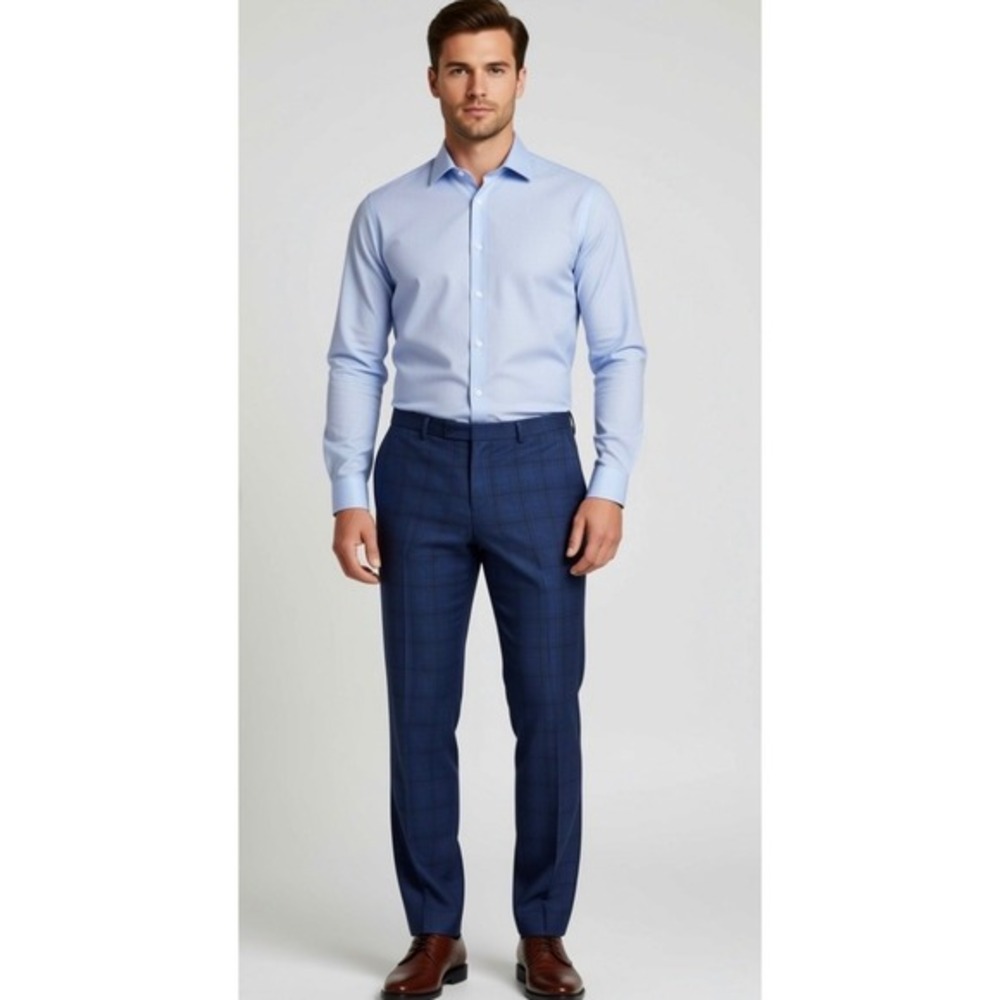 Hugo Boss Men's Pants‎ Navy 34 R  Virgin Plaid- Perfect for Spring
